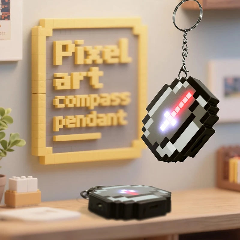 Minecraft Pixel Kompas- Brelok Led
