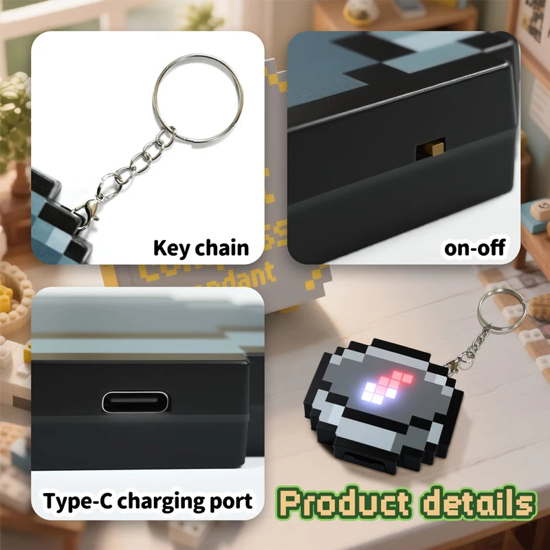 Minecraft Pixel Kompas- Brelok Led